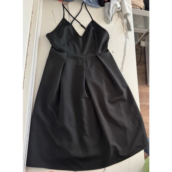 Elia Cher Strappy Black Dress Empire Waist Size Medium Black Zip Up - Picture 7 of 12